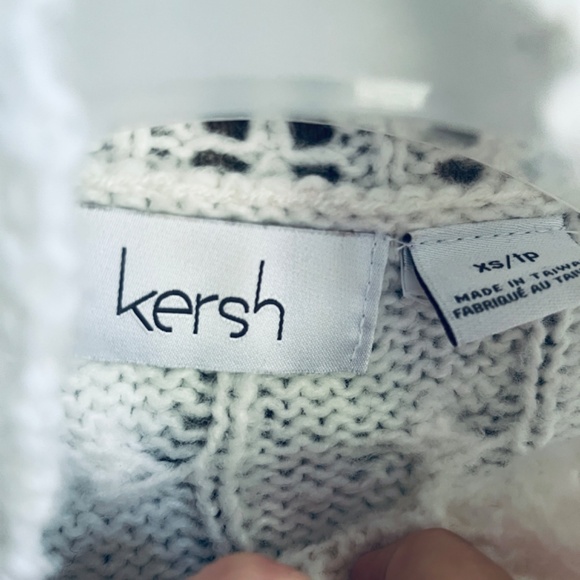 Kersh Women Openwork  Cable Кnit Turtleneck White Sweater Oversized Size XS - Picture 8 of 15
